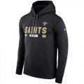 Wholesale Cheap Men's New Orleans Saints Nike Black Sideline ThermaFit Performance PO Hoodie