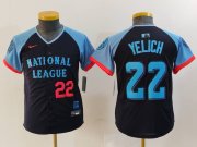 Youth Milwaukee Brewers #22 Christian Yelich Number Navy 2024 All Star Limited Stitched Jersey