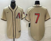 Cheap Men's Arizona Diamondbacks #7 Corbin Carroll Cream 2024 Stitched Cool Base Nike Jersey