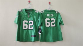 Cheap Women\'s Philadelphia Eagles #62 Jason Kelce Kelly Green Vapor Stitched Jersey(Run Small)