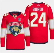 Cheap Men's Florida Panthers #24 Justin Sourdif Red 2024 Stanley Cup Final Stitched Jersey