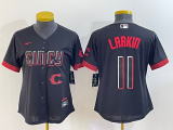 Wholesale Cheap Women's Cincinnati Reds #11 Barry Larkin Black 2023 City Connect Cool Base Stitched Jersey1