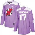 Wholesale Cheap Adidas Devils #17 Wayne Simmonds Purple Authentic Fights Cancer Stitched NHL Jersey