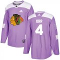 Wholesale Cheap Adidas Blackhawks #4 Bobby Orr Purple Authentic Fights Cancer Stitched NHL Jersey