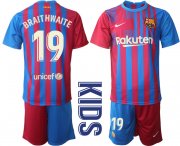 Wholesale Cheap Youth 2021-2022 Club Barcelona home red 19 Nike Soccer Jerseys