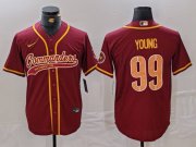 Cheap Men's Washington Commanders #99 Chase Young Burgundy With Patch Cool Base Stitched Baseball Jersey