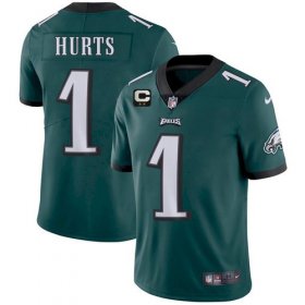 Wholesale Cheap Men\'s Eagles 2022 #1 Jalen Hurts Green With 2-star C Patch Vapor Untouchable Limited Stitched NFL Jersey