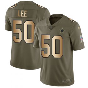 Wholesale Cheap Nike Cowboys #50 Sean Lee Olive/Gold Men\'s Stitched NFL Limited 2017 Salute To Service Jersey