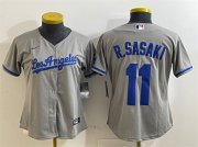 Cheap Women's Los Angeles Dodgers #11 Roki Sasaki Grey Cool Base Stitched Baseball Jersey(Run Small)