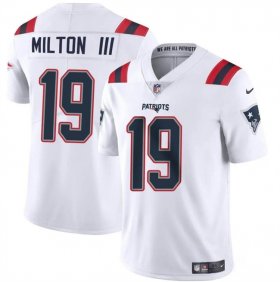 Cheap Men\'s New England Patriots #19 Joe Milton III White 2024 Vapor Limited Football Stitched Jersey