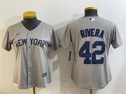 Cheap Women's New York Yankees #42 Mariano Rivera Grey Cool Base Stitched Baseball Jersey(Run Small)