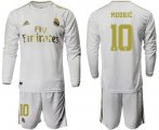 Wholesale Cheap Real Madrid #10 Modric White Home Long Sleeve Soccer Club Jersey