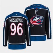 Wholesale Cheap Men's Columbus Blue Jackets #96 Jack Roslovic Navy 2022 Reverse Retro Stitched Jersey