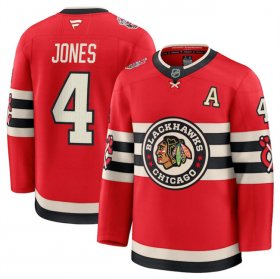 Cheap Men\'s Chicago Blackhawks #4 Seth Jones Red 2024-25 Winter Classic Stitched Hockey Jersey