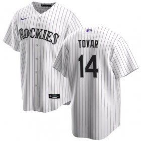 Cheap Men\'s Colorado Rockies #14 Ezequiel Tovar White Cool Base Stitched Baseball Jersey