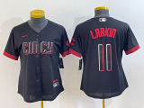 Wholesale Cheap Women's Cincinnati Reds #11 Barry Larkin Black 2023 City Connect Cool Base Stitched Jersey