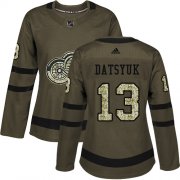 Wholesale Cheap Adidas Red Wings #13 Pavel Datsyuk Green Salute to Service Women's Stitched NHL Jersey