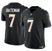 Cheap Men's Baltimore Ravens #7 Rashod Bateman Black 2023 F.U.S.E Vapor Limited Football Jersey