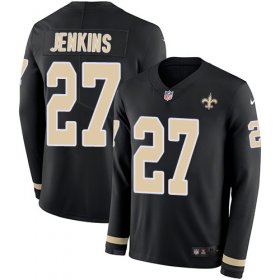 Wholesale Cheap Nike Saints #27 Malcolm Jenkins Black Team Color Men\'s Stitched NFL Limited Therma Long Sleeve Jersey