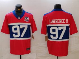 Men\'s New York Giants #97 Dexter Lawrence II Century Red 100TH Season Commemorative Patch Limited Football Stitched Jersey