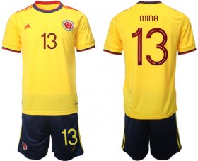 Cheap Men\'s Colombia #13 Mina Yellow Home Soccer Jersey Suit