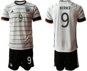 Wholesale Cheap Germany 9 WERNER Home UEFA Euro 2020 Soccer Jersey