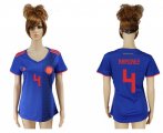 Wholesale Cheap Women's Colombia #4 Ramirez Away Soccer Country Jersey