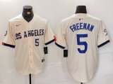 Cheap Men's Los Angeles Dodgers #5 Freddie Freeman Number Cream 2024 City Connect Limited Stitched Jerseys