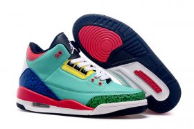 Wholesale Cheap Womens Air Jordan 3 Shoes Green/blue-red-white