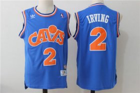 Wholesale Cheap Men\'s Cleveland Cavaliers #2 Kyrie Irving Blue Hardwood Classics Soul Swingman Throwback Jersey