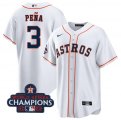 Wholesale Cheap Men's Houston Astros #3 Jeremy Pena White 2022 World Series Champions Cool Base Stitched Baseball Jersey