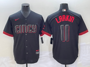 Wholesale Cheap Men's Cincinnati Reds #11 Barry Larkin Black 2023 City Connect Cool Base Stitched Jersey1