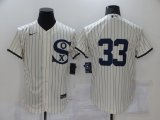 Wholesale Cheap Men's Chicago White Sox #33 Lance Lynn 2021 Cream Navy Field of Dreams Flex Base Stitched Jersey