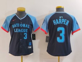 Women\'s Philadelphia Phillies #3 Bryce Harper Navy 2024 All Star Limited Stitched Jersey