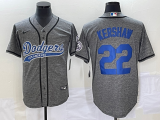 Wholesale Cheap Men's Los Angeles Dodgers #22 Clayton Kershaw Grey Gridiron Cool Base Stitched Baseball Jersey