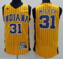 Wholesale Cheap Men's Indiana Pacers #31 Reggie Miller Yellow Pinstripe Hardwood Classics Soul Swingman Throwback Jersey