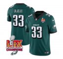 Cheap Men's Philadelphia Eagles #33 Cooper DeJean Green 2025 Eagles Logo Super Bowl LIX Patch New F.U.S.E. Vapor Untouchable Limited Football Stitched Jersey