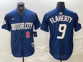 Cheap Men\'s Detroit Tigers #9 Jack Flaherty Number 2024 Navy City Connect Cool Base Limited Stitched Jersey