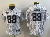 Cheap Women's Dallas Cowboys #88 CeeDee Lamb 2024 FUSE Arctic Camo Salute to Service Limited Stitched Jersey