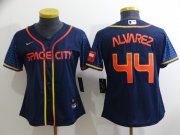 Wholesale Cheap Youth Houston Astros #44 Yordan Alvarez 2022 Navy Blue City Connect Cool Base Stitched Jersey