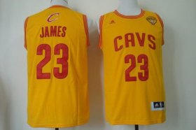 Wholesale Cheap Men\'s Cleveland Cavaliers #23 LeBron James 2015 The Finals Yellow Jersey