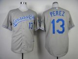 Wholesale Cheap Royals #13 Salvador Perez Grey Cool Base Stitched MLB Jersey