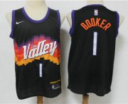 Wholesale Cheap Men's Phoenix Suns #1 Devin Booker Black 2021 City Edition NBA Swingman Jersey