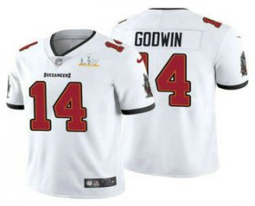 Wholesale Cheap Men\'s Tampa Bay Buccaneers #14 Chris Godwin White 2021 Super Bowl LV Vapor Untouchable Stitched Nike Limited NFL Jersey