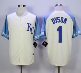 Wholesale Cheap Royals #1 Jarrod Dyson Cream Exclusive Vintage Stitched MLB Jersey