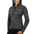 Wholesale Cheap Chicago Blackhawks Antigua Women's Fortune 1/2-Zip Pullover Sweater Charcoal