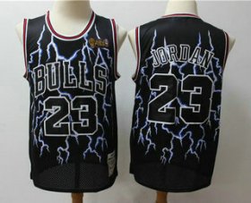 Wholesale Cheap Men\'s Chicago Bulls #23 Michael Jordan Black Hardwood Classics Throwback Limited Jersey