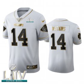 Wholesale Cheap Kansas City Chiefs #14 Sammy Watkins Men\'s Nike White Golden Super Bowl LIV 2020 Edition Vapor Limited NFL 100 Jersey