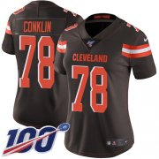 Wholesale Cheap Nike Browns #78 Jack Conklin Brown Team Color Women's Stitched NFL 100th Season Vapor Untouchable Limited Jersey