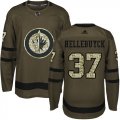 Wholesale Cheap Adidas Jets #37 Connor Hellebuyck Green Salute to Service Stitched Youth NHL Jersey